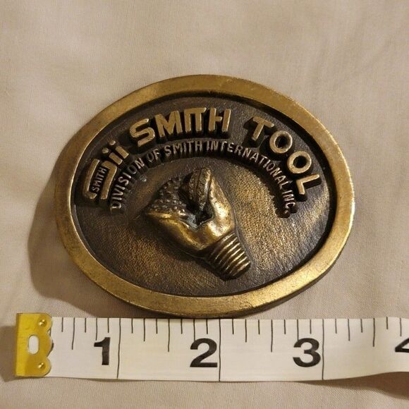NEW Vintage Brass 3D Drill Bit Sii Smith Tool Oilfield Oilpatch Belt Buckle - Picture 5 of 6